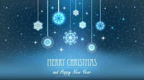 Vector illustration abstract Christmas Background. Snowflakes, night sky Stock Illustration