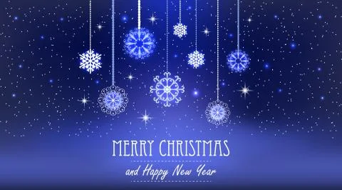 Vector illustration abstract Christmas Background. Snowflakes, night sky Stock Illustration