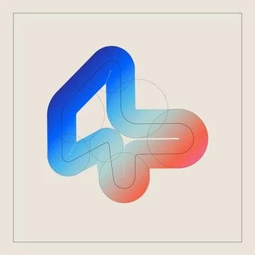 Vector illustration. abstract composition of blue and red shapes that loop and Stock Illustration