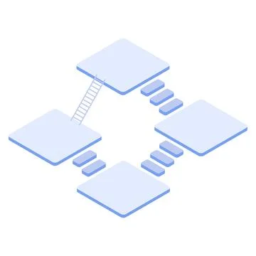 Vector illustration of an abstract connected platforms in a minimalist isom.. Stock Illustration