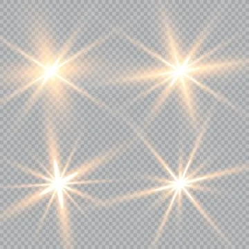 Vector illustration of abstract flare light rays. A set of stars, light and radi Stock Illustration