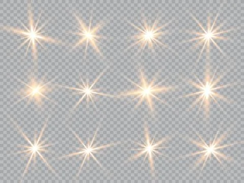 Vector illustration of abstract flare light rays. A set of stars, light and radi Stock Illustration