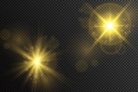 Vector illustration of abstract flare light rays. A set of stars, light and radi Stock Illustration