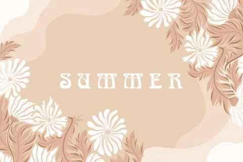 Vector illustration with abstract flowers frame and lettering Summer isolat.. Stock Illustration