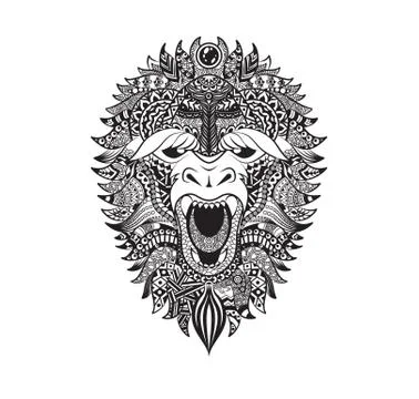 Vector illustration abstract isolated predatory unusual grin wild animal yeti Stock Illustration