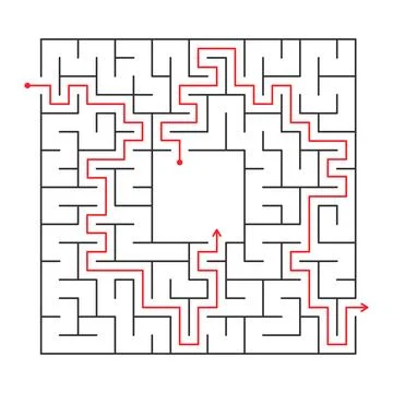 Vector illustration. Abstract maze. Find right way. Isolated simple square .. Stock Illustration