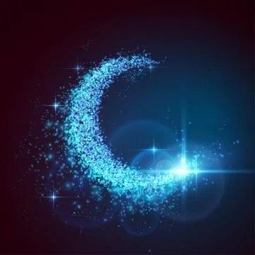 Vector illustration of abstract moon. Light particles composition. Stock Illustration