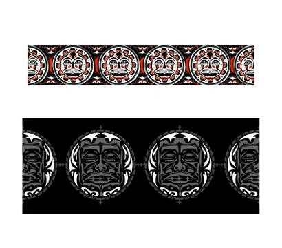 Vector illustration abstract native north american seamless pattern border 스톡 일러스트