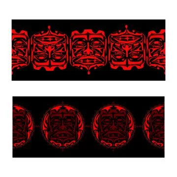 Vector illustration abstract native north american seamless pattern border Illustrazione stock