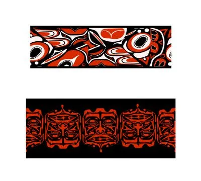 Vector illustration abstract native north american seamless pattern border Illustrazione stock