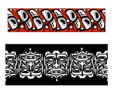 Vector illustration abstract native north american seamless pattern border Stock Illustration