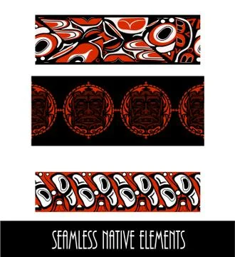 Vector illustration abstract native north american seamless pattern border Stock Illustration