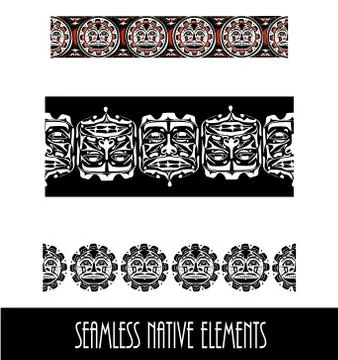 Vector illustration abstract native north american seamless pattern border Stock Illustration