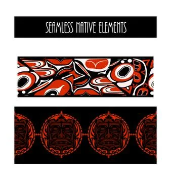 Vector illustration abstract native north american seamless pattern border 스톡 일러스트