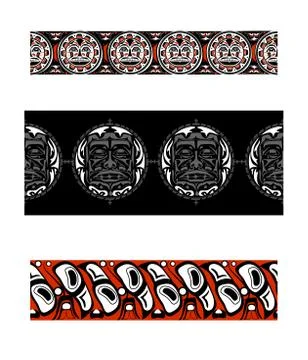 Vector illustration abstract native north american seamless pattern border Stock Illustration