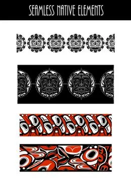 Vector illustration abstract native north american seamless pattern border Stock Illustration