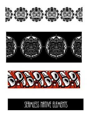 Vector illustration abstract native north american seamless pattern border Stock Illustration