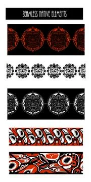 Vector illustration abstract native north american seamless pattern border 스톡 일러스트