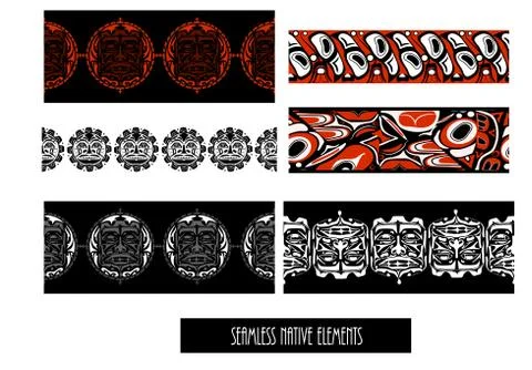 Vector illustration abstract native north american seamless pattern border Stock Illustration
