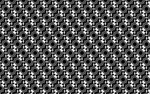 Vector illustration abstract pattern black circles white zigzagging arrows in Stock Illustration