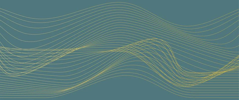 Vector illustration. Abstract pattern with golden lines on a dark turquoise.. 스톡 일러스트