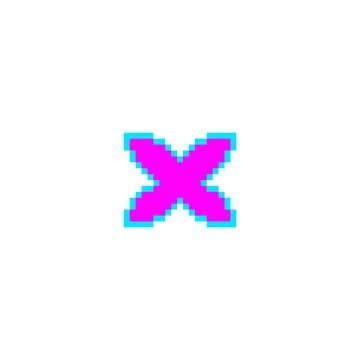 Vector illustration of abstract pixel cross or letter X shape. Retro Y2K style. Stock Illustration