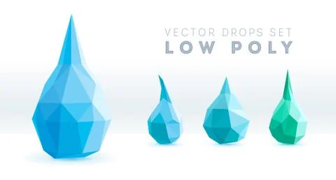 Vector Illustration. Abstract polygonal drops. Low poly Drops symbol 스톡 일러스트