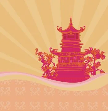 Vector illustration of abstract styled decorative traditional japanese backgr Stock Illustration