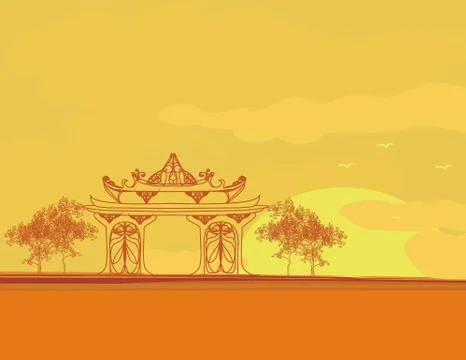 Vector illustration of abstract styled Decorative Traditional Japanese backgr Illustrazione stock