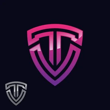 Vector illustration of abstract symbol based on the letter T shaped shield Stock Illustration