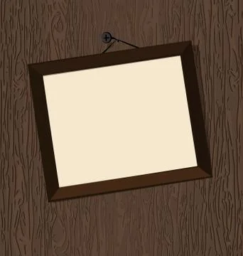 Vector illustration abstract woogen wall and empty frame Stock Illustration