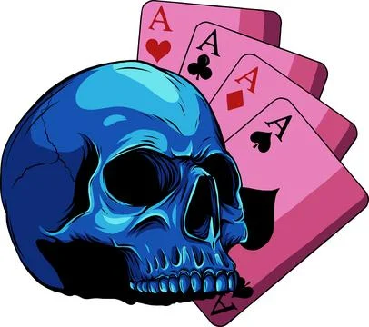 Vector illustration of Aces and Skull on white background. digital draw 스톡 일러스트