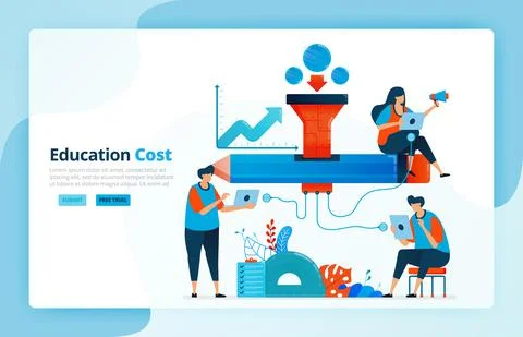 Vector illustration of activities from financing in education. Scholarship an Stock Illustration