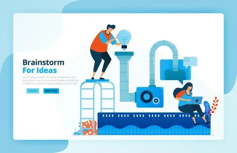 Vector illustration of activities from problem solving process and research i Stock Illustration