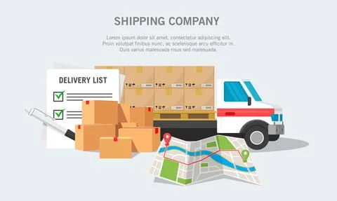 Vector illustration of an activity delivering goods by truck. Stock Illustration