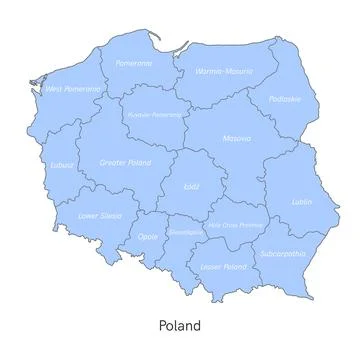 Vector illustration administrative map of Poland with regions Stock Illustration