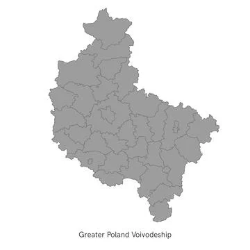 Vector illustration administrative map of Poland. Greater Poland Voivodeship Map Stock Illustration