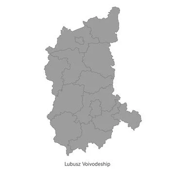 Vector illustration administrative map of Poland. Lubusz Voivodeship map with Stock Illustration