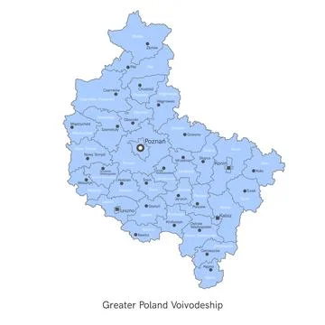 Vector illustration: administrative map of Poland. Greater Poland Voivodeship Stock-Illustration
