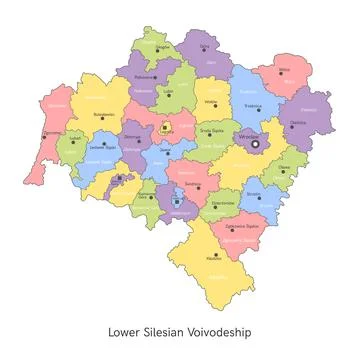 Vector illustration: administrative map of Poland. Lower Silesian Voivodeship Stock Illustration