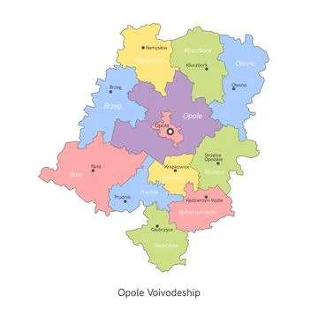Vector illustration: administrative map of Poland. Opole Voivodeship map with Stock-Illustration