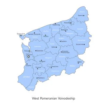 Vector illustration: administrative map of Poland. West Pomeranian Voivodeship Stock Illustration
