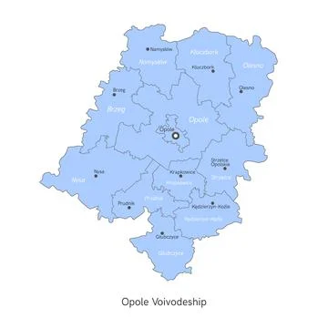 Vector illustration: administrative map of Poland. Opole Voivodeship map with Stock Illustration