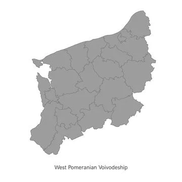 Vector illustration: administrative map of Poland. West Pomeranian Voivodeship Stock Illustration