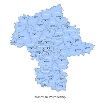 Vector illustration: administrative map of Poland. Masovian Voivodeship map with Stock Illustration