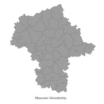 Vector illustration: administrative map of Poland. Masovian Voivodeship map with Stock Illustration