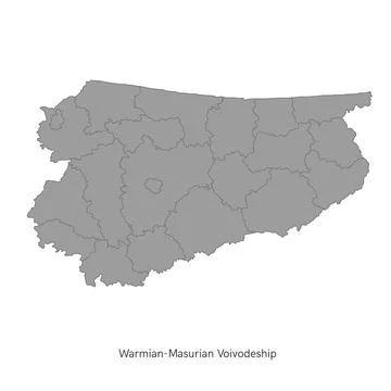 Vector illustration: administrative map of Poland. Warmian-Masurian Voivodeship Stock Illustration