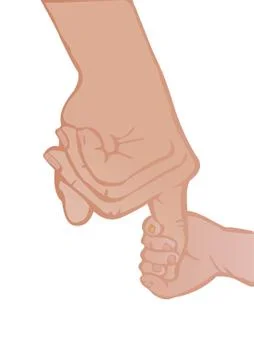 Vector illustration adult and baby's hands Stock Illustration