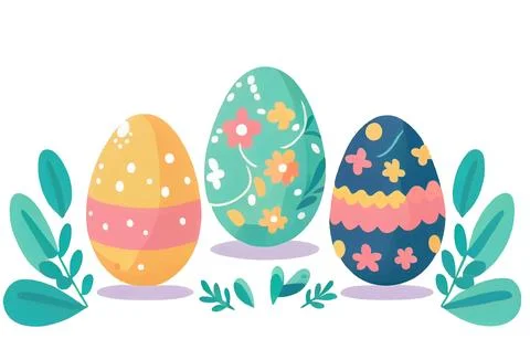 Vector illustration of aester colorful eggs isolation on white background Stock Illustration