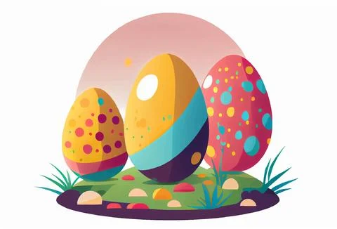 Vector illustration of aester colorful eggs isolation on white background Stock Illustration